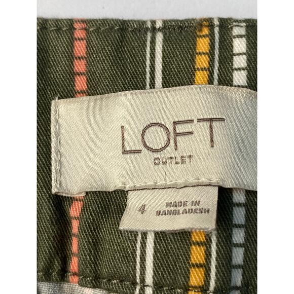 Loft Factory Green Striped 4-inch Shorts Women's Size 4 - Picture 3 of 9